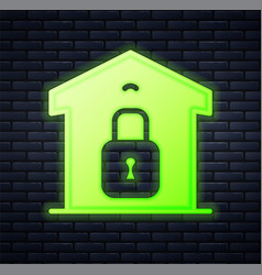 Glowing Neon Closed Warehouse Icon Isolated On