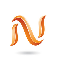 Orange Glossy Snake Shaped Letter N