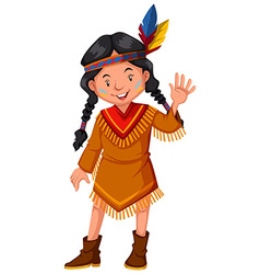 Native American Indian Girl Waving Hello