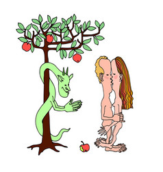 Kiss Adam Eve Tree Knowledge Green Serpent