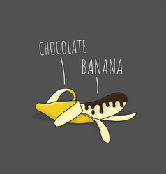 Melting Chocolate On Banana With Cartoon Design