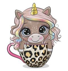 Unicorn Is Sitting In A Leopard Cup Of Coffee