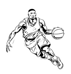 Basketball Player Emblem Sketch Hand Drawn