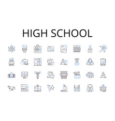 High School Line Icons Collection Middle