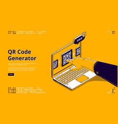 Qr Code Generator Isometric Landing Page Banner