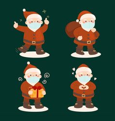 Set Santa Claus Wearing Face Mask Design