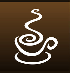 White Coffee Icon With Swirly Smoke On A Brown