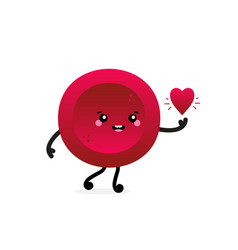 Cute Red Blood Cell Character Holding Heart