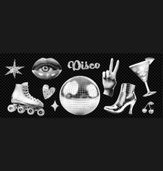 Disco-themed Collage Kit Bright Retro 80s