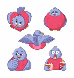 Set Of Cute Funny Various Stickers Of Bird