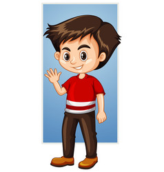 Cute boy waving hand Royalty Free Vector Image