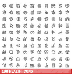 100 Health Icons Set Outline Style