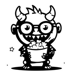 Cute Cartoon Monster Character With Glasses