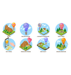 Isometric Hot Air Balloon Set