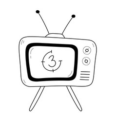 Old Tv With Antenna Doodle Icon