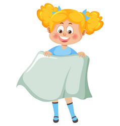 Cartoon Girl Holding Fabric