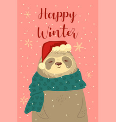 Greeting Card With A Cute Christmas Sloth