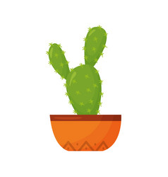 Cute Flat Cactus In A Pot Isolated On A White