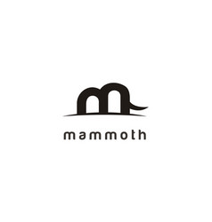 Initial Letter M Mammoth Mastodon Elephant Logo