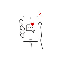 Hand Hold Smartphone Heart Email Send New Love