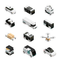 Autonomous Vehicles Isometric Icons