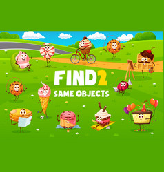 Find Two Same Cartoon Desserts Characters Game