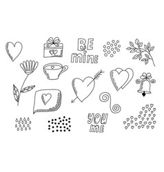 Valentines Day Theme Cute Elements In Hand Drawn