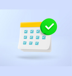 Paper Calendar With Green Checkmark 3d Icon