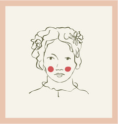 Female Portrait With Flower Single Clipart