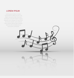 Music Note Icon In Flat Style Song On White