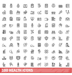 100 Health Icons Set Outline Style