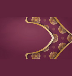 Burgundy Banner With Indian Gold Pattern And Text