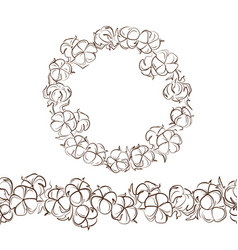 Cotton Flowers Round Wreath And Horizontal