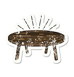 Grunge Sticker Tattoo Style Wood Table