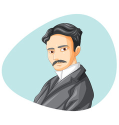 Nikola Tesla Cartoon Character On White Background