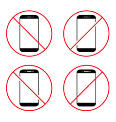 Set Of Mobile Forbidden Icon No Use Phone Sign