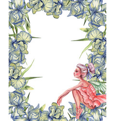 Watercolor Square Spring Flowers Frame In Cartoon