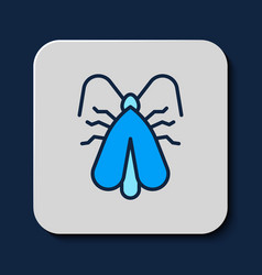 Filled Outline Clothes Moth Icon Isolated On Blue