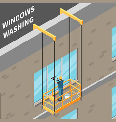 Windows Washing Isometric Background