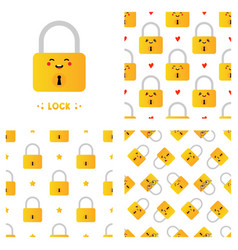 Golden Lock Character And Set Of Patterns