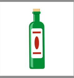 Green Glass Bottle Red Wine With Cork Top