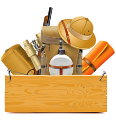 Wooden Board With Safari Accessories