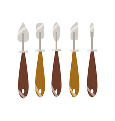 Collection Of Oil Knives On White Background