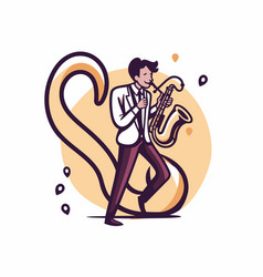 Jazz Musician Playing The Saxophone In Cartoon