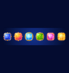 Match 3 Gem Game With Gold Frame App Jewel Button