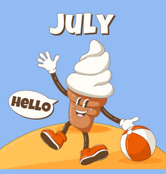 Hello July Retro Groovy Ice Cream Character