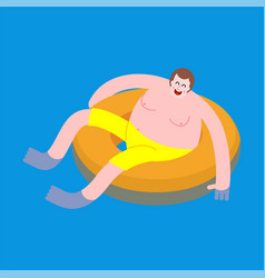 Guy Floating In Inflatable Ring Isolated