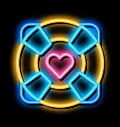 Lifebuoy With Heart Neon Glow Icon