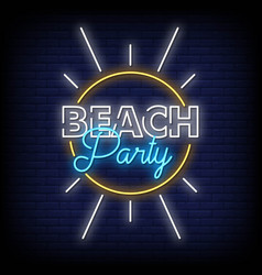 Neon Sign Beach Party With Brick Wall Background V