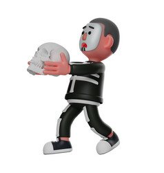 3d Skeleton Boy Cartoon Holding